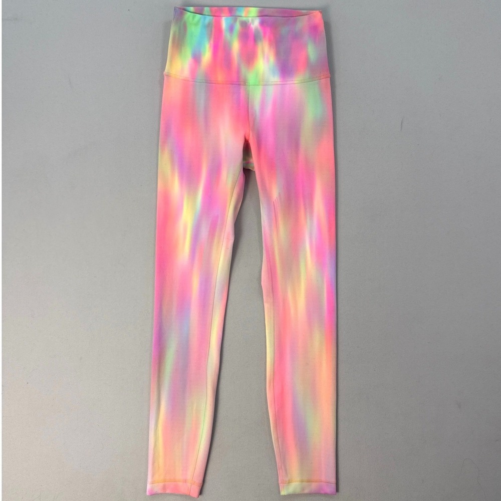 Lululemon High Rise Watercolor Tie Dye Leggings Pink Yellow Green Size 4 LW5FJ5S